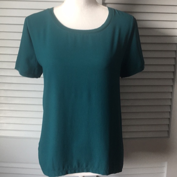 Ann Taylor LOFT Green Short Sleeve Shirt - Picture 1 of 6